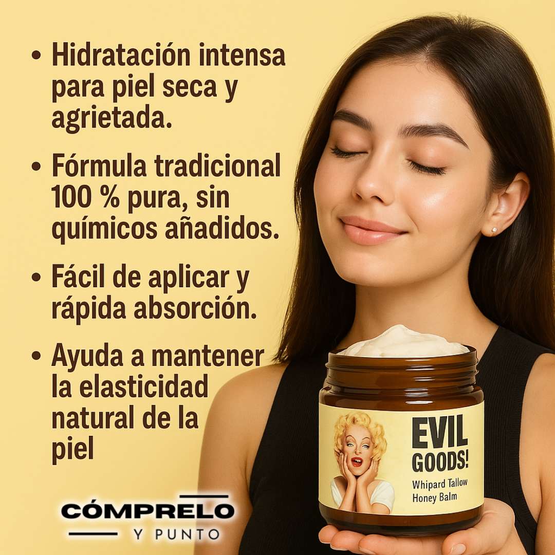 OFERTA 2X1  EVIL GOODS Crema con Sebo de Res - Hidratación Natural Profunda, AntiEnvejecimiento y Restauradora