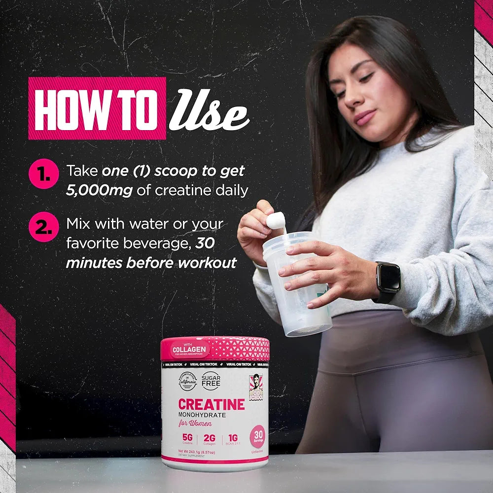 CREATINE MONOHYDRATADA ORIGINAL PARA MUJERES 🍑 3 EN 1 (+COLAGENO) + ENVIO GRATIS 🎁